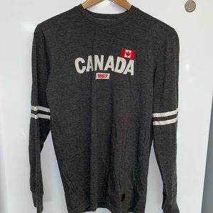 Canada Embroidered Gray Long Sleeve Shirt- Medium